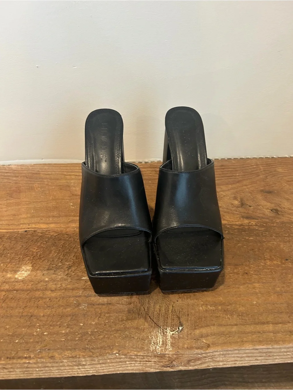 Black Platform Slide Heels for Women 7